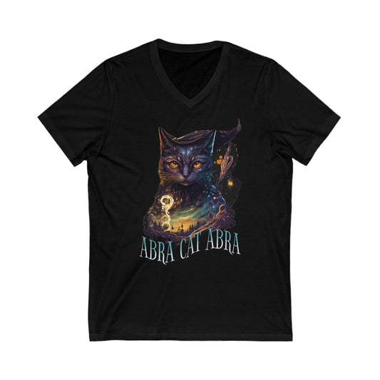 Unisex V-Neck Tee ABRA CAT DABRA