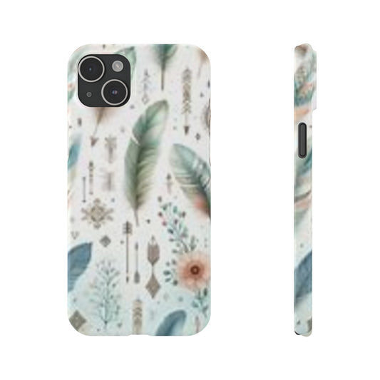 Slim  Cases Boho Feathers blue