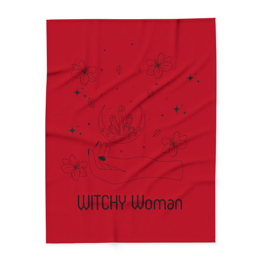 Fleece Blanket Witchy Woman red