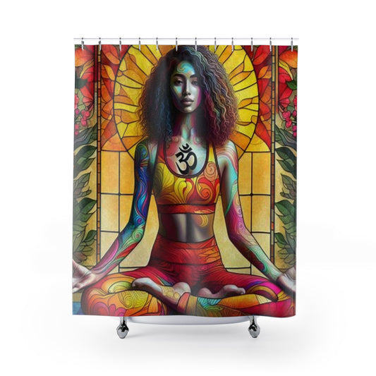 Shower Curtains Meditating Woman Om