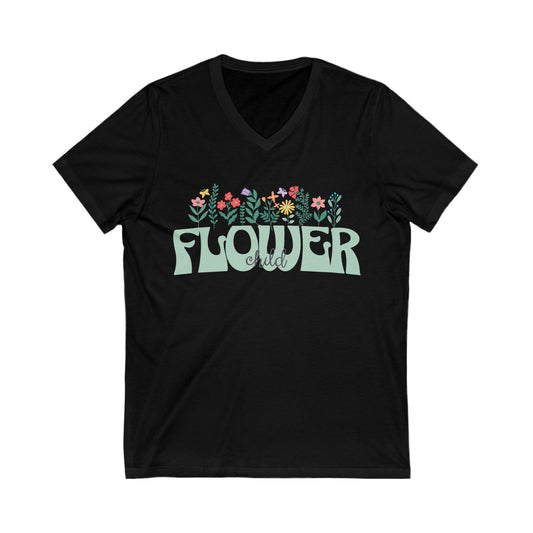 Unisex V-Neck Tee Flower Child