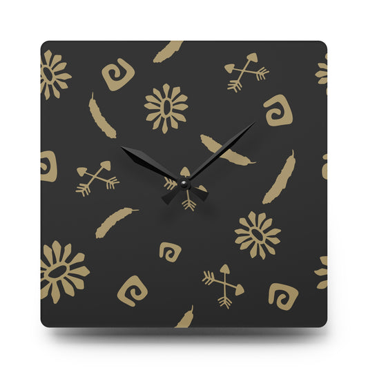 Wall Clock Boho pattern black bg