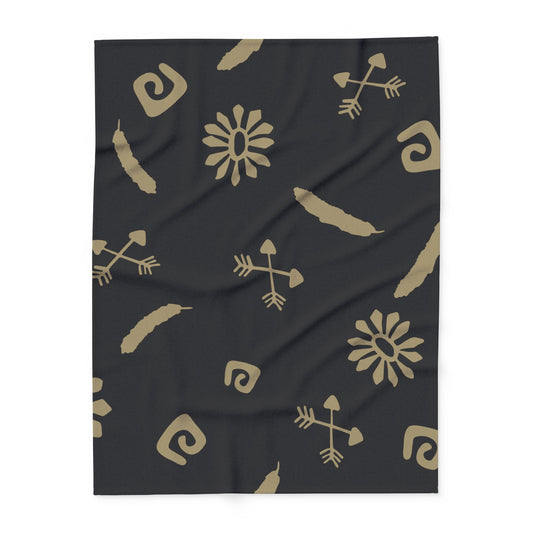 Fleece Blanket Boho pattern black bg