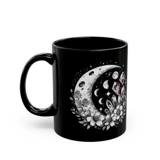 Mug11 oz Black Moon with colored Gems