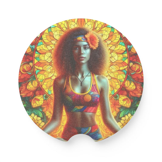 Car Coaster Meditating Woman with Afro