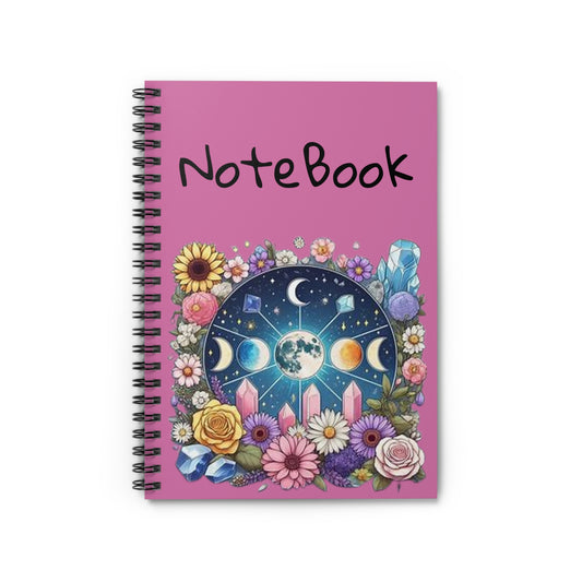 Spiral Notebook -Floral Crystal Moon