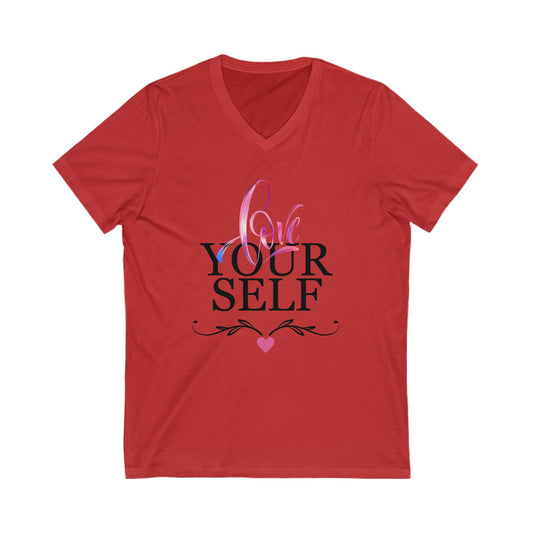 Unisex V-Neck Tee Love yourself